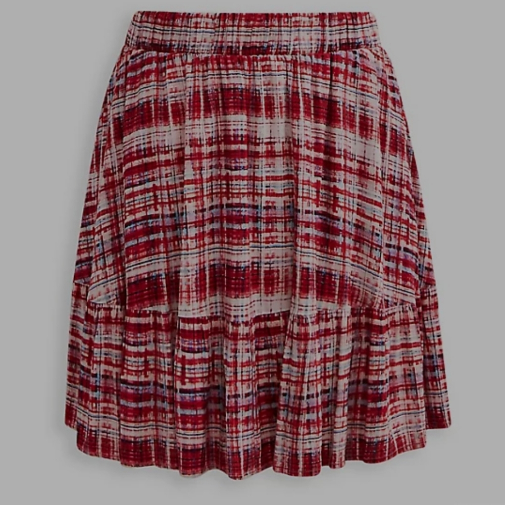 NWT TORRID MINI LENNY TIERED CIRCLE SKIRT PLAID MULTI